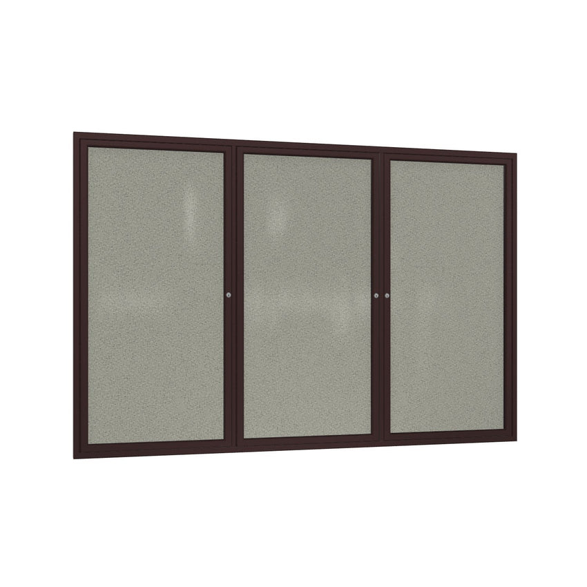 Ghent 3 Door Enclosed Fabric Bulletin Board, Bronze Aluminum Frame, 3'H x 6'W (GHE - PB33672F - XX) - SchoolOutlet