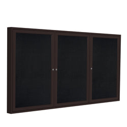 Ghent 3 Door Enclosed Recycled Rubber Bulletin Board, Bronze Aluminum Frame, 3'H x 6'W (GHE-PB33672TR-XX)