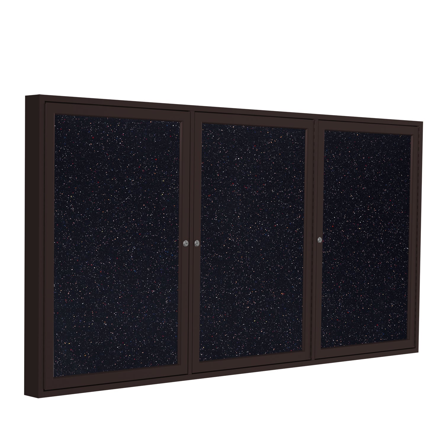 Ghent 3 Door Enclosed Recycled Rubber Bulletin Board, Bronze Aluminum Frame, 3'H x 6'W (GHE - PB33672TR - XX) - SchoolOutlet