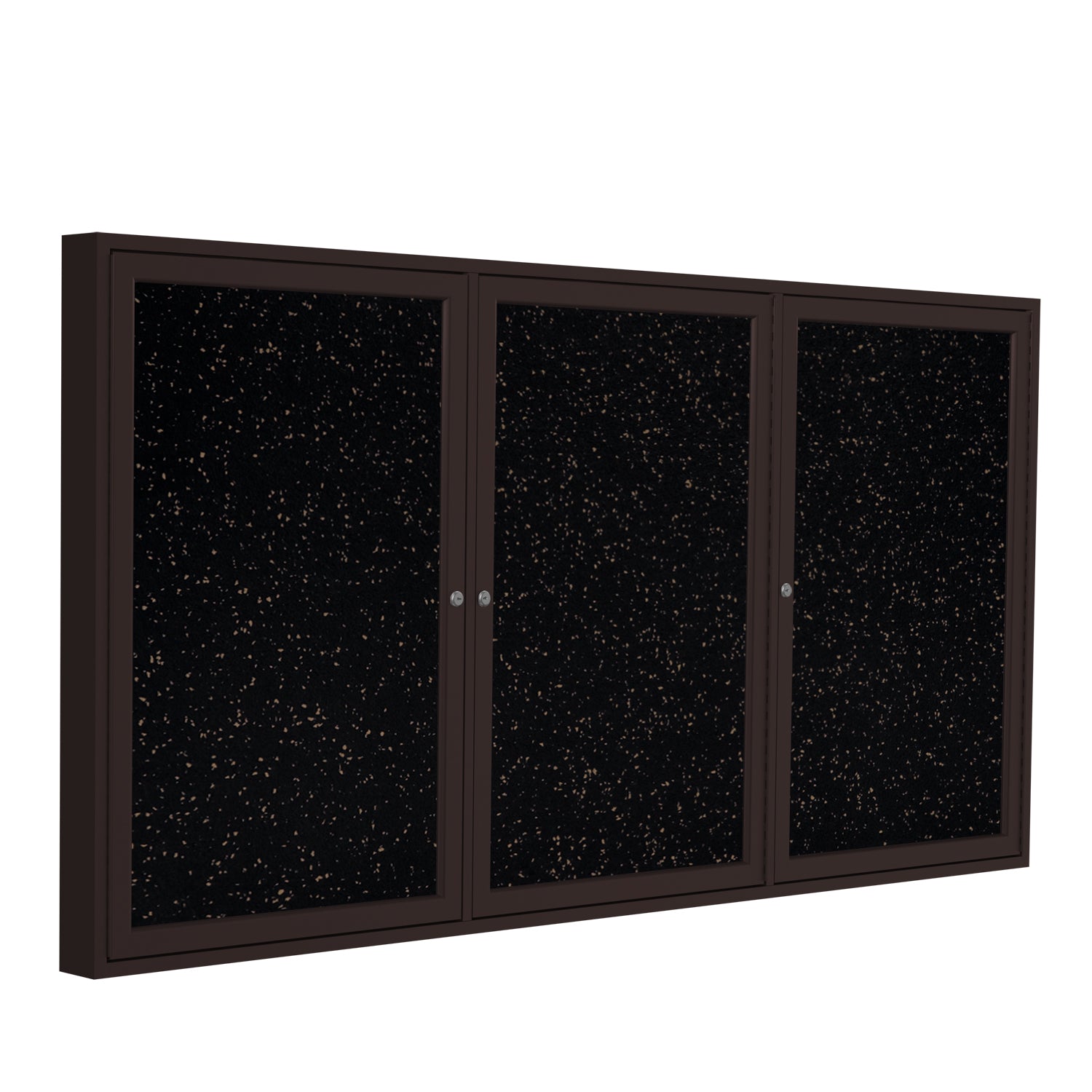 Ghent 3 Door Enclosed Recycled Rubber Bulletin Board, Bronze Aluminum Frame, 3'H x 6'W (GHE - PB33672TR - XX) - SchoolOutlet