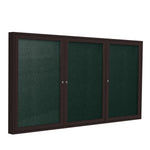 Ghent Indoor/Outdoor Enclosed Vinyl Bulletin Board, Bronze Aluminum Frame, 3'H x 6'W, 3 Door (GHE - PB33672VX - XXX) - SchoolOutlet
