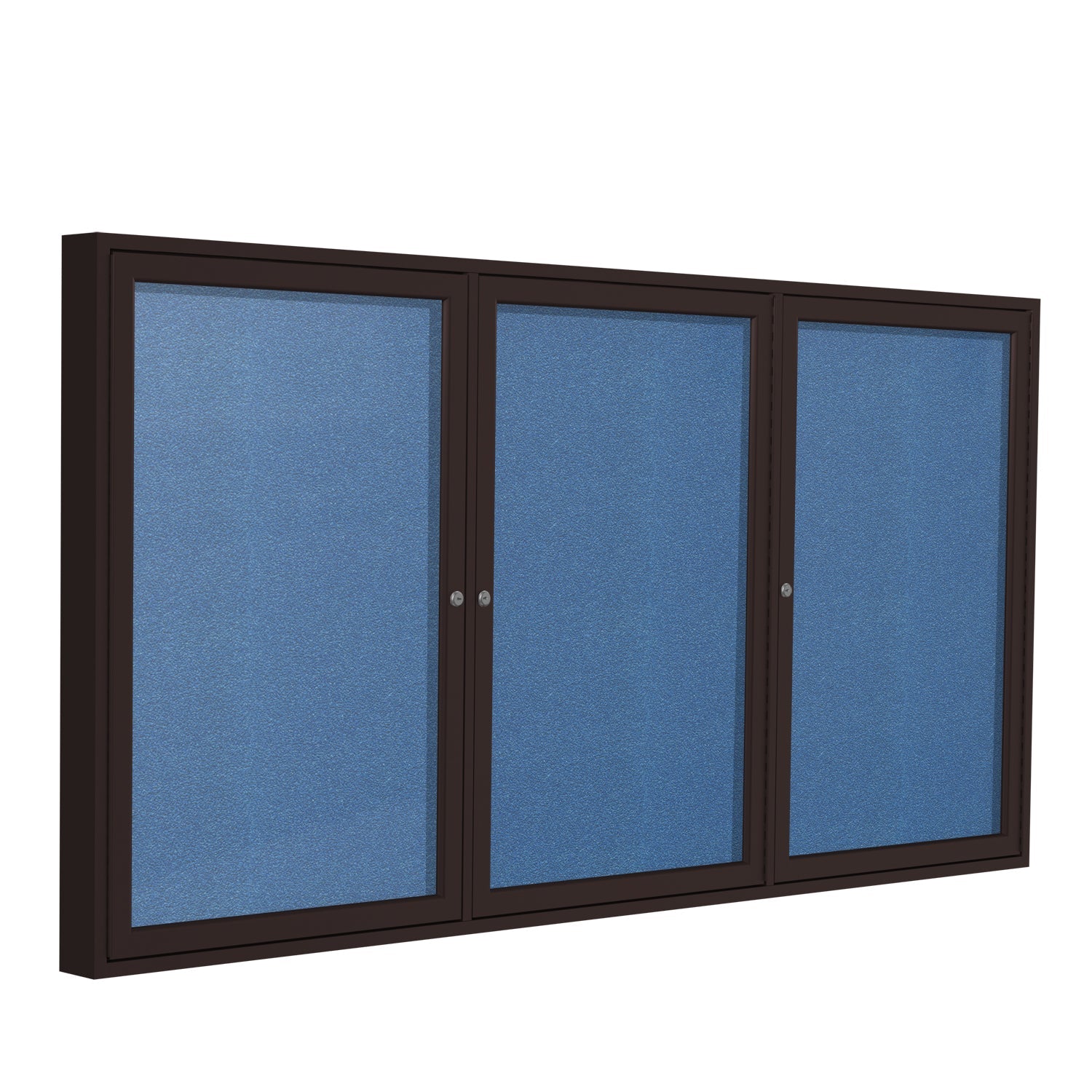 Ghent Indoor/Outdoor Enclosed Vinyl Bulletin Board, Bronze Aluminum Frame, 3'H x 6'W, 3 Door (GHE - PB33672VX - XXX) - SchoolOutlet
