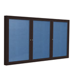 Ghent Indoor/Outdoor Enclosed Vinyl Bulletin Board, Bronze Aluminum Frame, 3'H x 6'W, 3 Door (GHE - PB33672VX - XXX) - SchoolOutlet