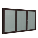 Ghent Indoor/Outdoor Enclosed Vinyl Bulletin Board, Bronze Aluminum Frame, 3'H x 6'W, 3 Door (GHE - PB33672VX - XXX) - SchoolOutlet