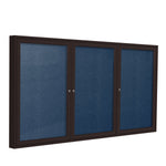 Ghent Indoor/Outdoor Enclosed Vinyl Bulletin Board, Bronze Aluminum Frame, 3'H x 6'W, 3 Door (GHE - PB33672VX - XXX) - SchoolOutlet