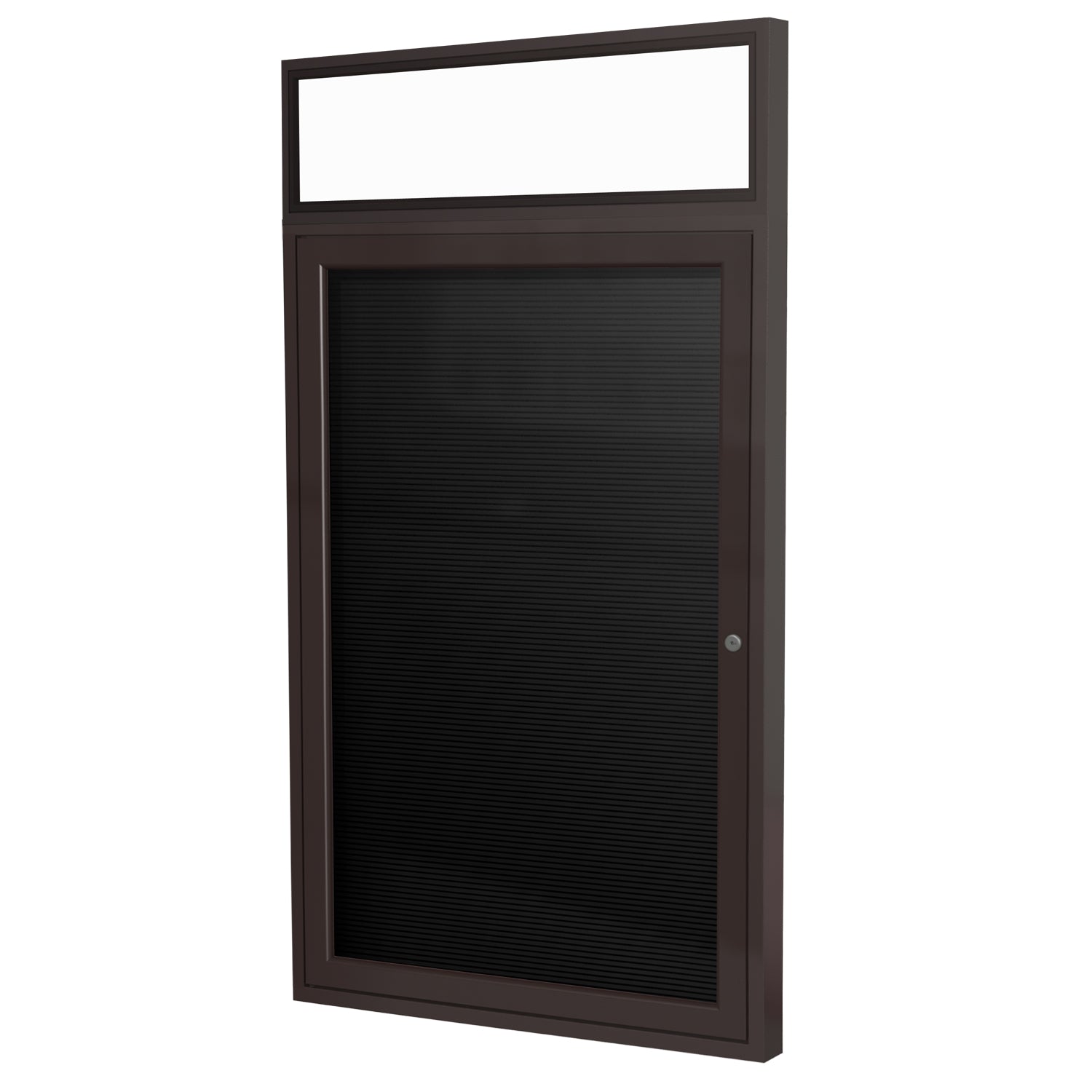 Ghent Indoor/Outdoor Enclosed Vinyl Letter Board, Illuminated Headliner Frame, Bronze Aluminum, 3'H x 2'W, 1 Door, Black (GHE - PBBLX2 - BK) - SchoolOutlet