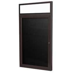 Ghent Indoor/Outdoor Enclosed Vinyl Letter Board, Headliner Frame, Bronze Aluminum, 3'H x 3'W, 1 Door, Black (GHE-PBBX4-BK)