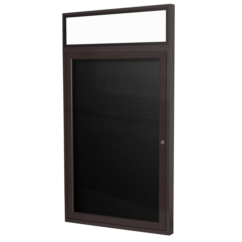 Ghent Indoor/Outdoor Enclosed Vinyl Letter Board, Headliner Frame, Bronze Aluminum, 3'H x 3'W, 1 Door, Black (GHE - PBBX4 - BK) - SchoolOutlet