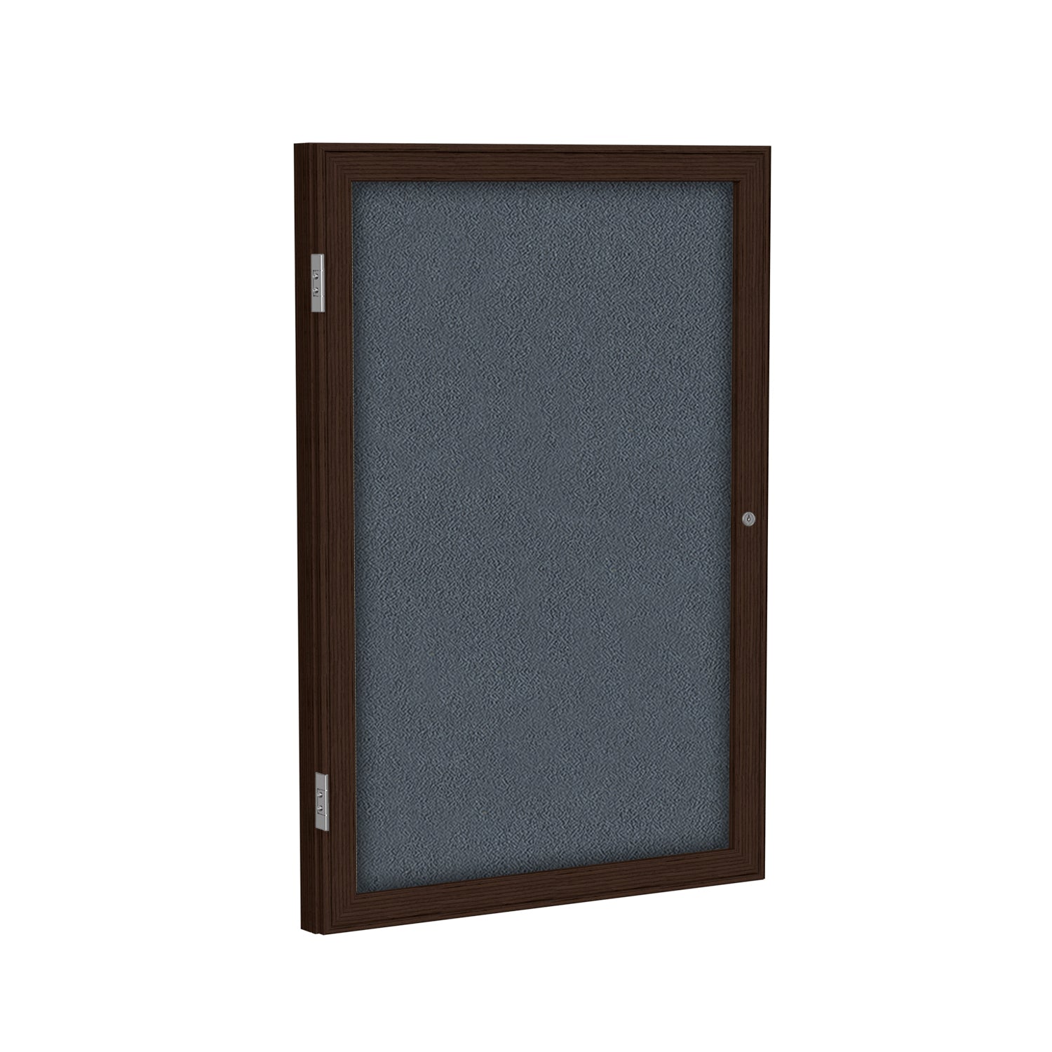 Ghent 1 Door Enclosed Fabric Bulletin Board, Walnut Wood Frame, 3'H x 2'W (GHE - PN13624F - XX) - SchoolOutlet