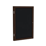 Ghent 1 Door Enclosed Fabric Bulletin Board, Walnut Wood Frame, 3'H x 2'W (GHE - PN13624F - XX) - SchoolOutlet