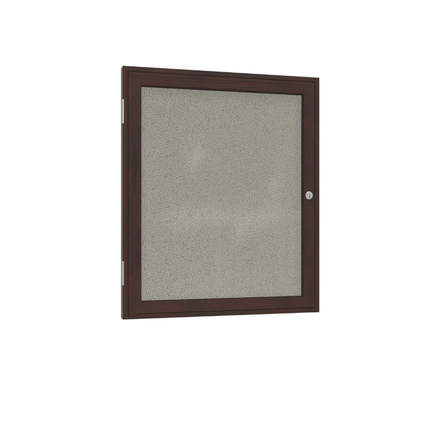 Ghent 1 Door Enclosed Fabric Bulletin Board, Walnut Wood Frame, 3'H x 2'W (GHE - PN13624F - XX) - SchoolOutlet