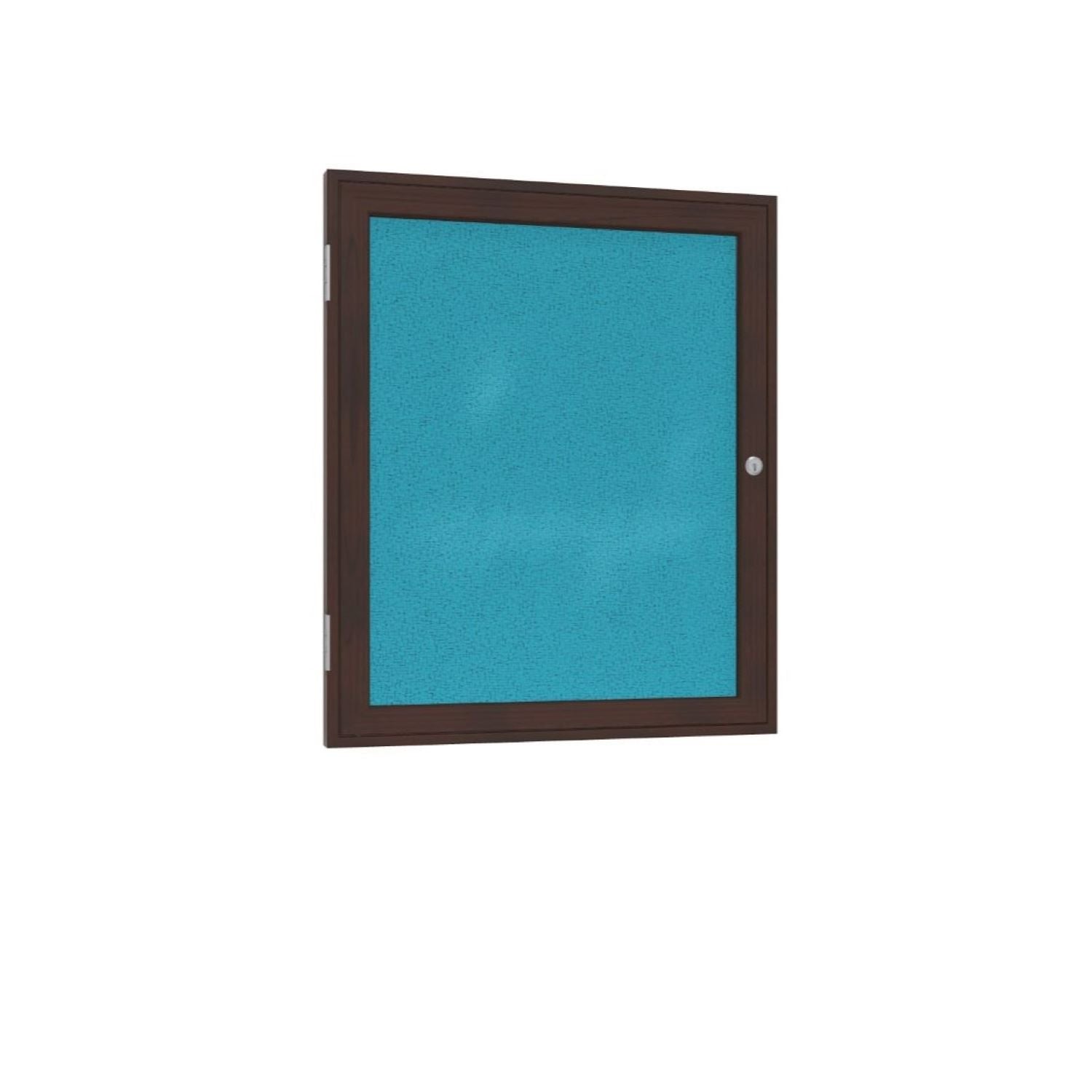 Ghent 1 Door Enclosed Fabric Bulletin Board, Walnut Wood Frame, 3'H x 2'W (GHE - PN13624F - XX) - SchoolOutlet