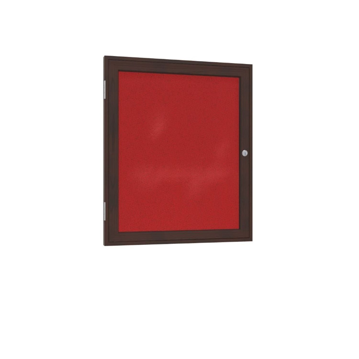 Ghent 1 Door Enclosed Fabric Bulletin Board, Walnut Wood Frame, 3'H x 2'W (GHE - PN13624F - XX) - SchoolOutlet