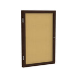 Ghent 1 Door Enclosed Natural Cork Bulletin Board, Walnut Wood Frame, 3'H x 2'W (GHE - PN13624K) - SchoolOutlet