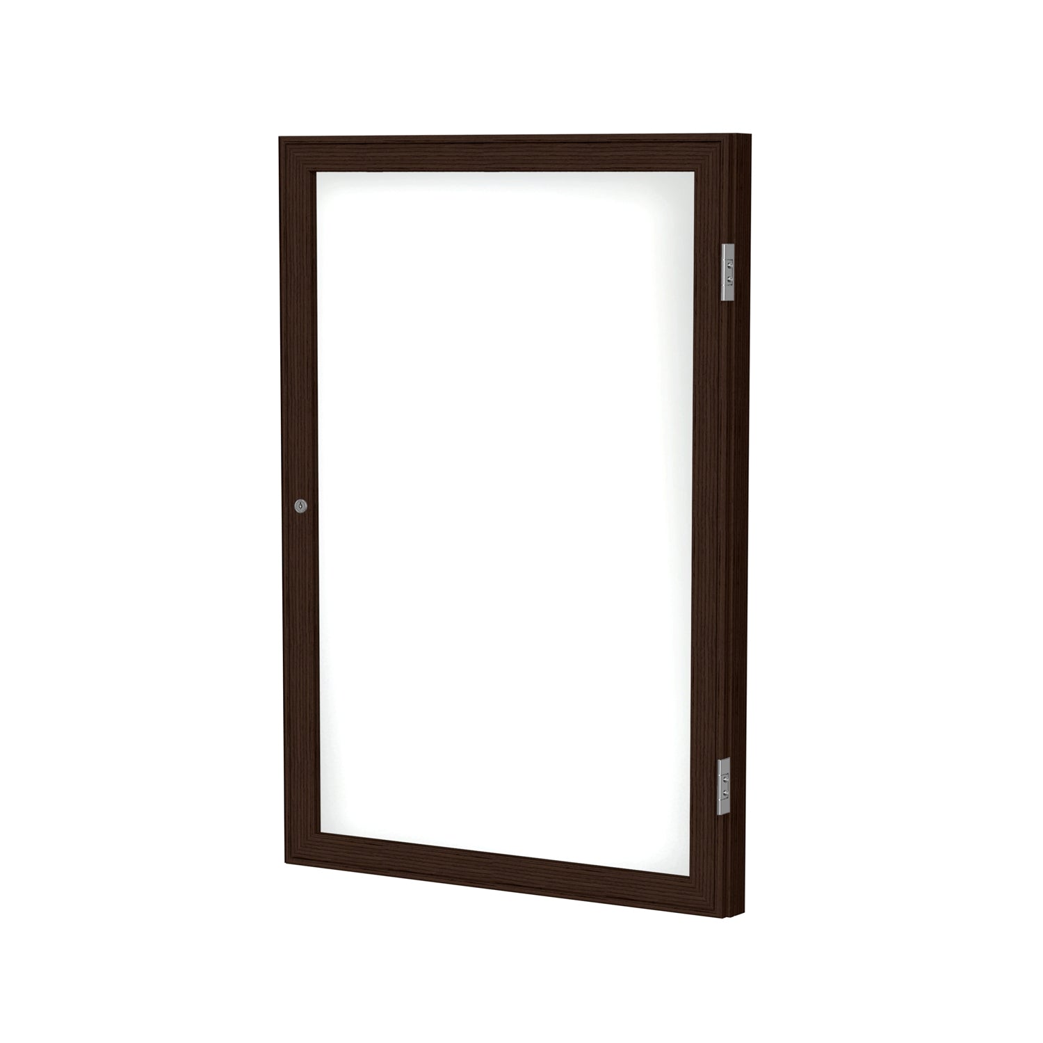 Ghent 1 Door Enclosed Porcelain Whiteboard, Magnetic, Walnut Wood Frame, 3'H x 2'W (GHE - PN13624M - M1) - SchoolOutlet