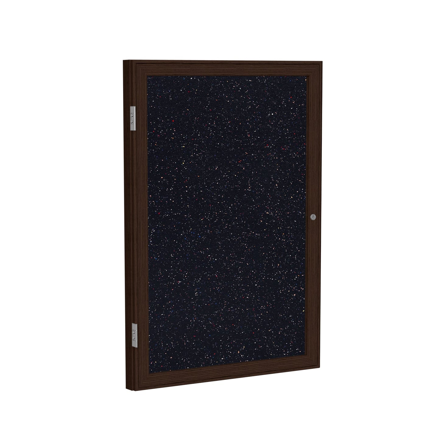Ghent 1 Door Enclosed Recycled Rubber Bulletin Board, Walnut Wood Frame, 3'H x 2'W (GHE - PN13624TR - XX) - SchoolOutlet