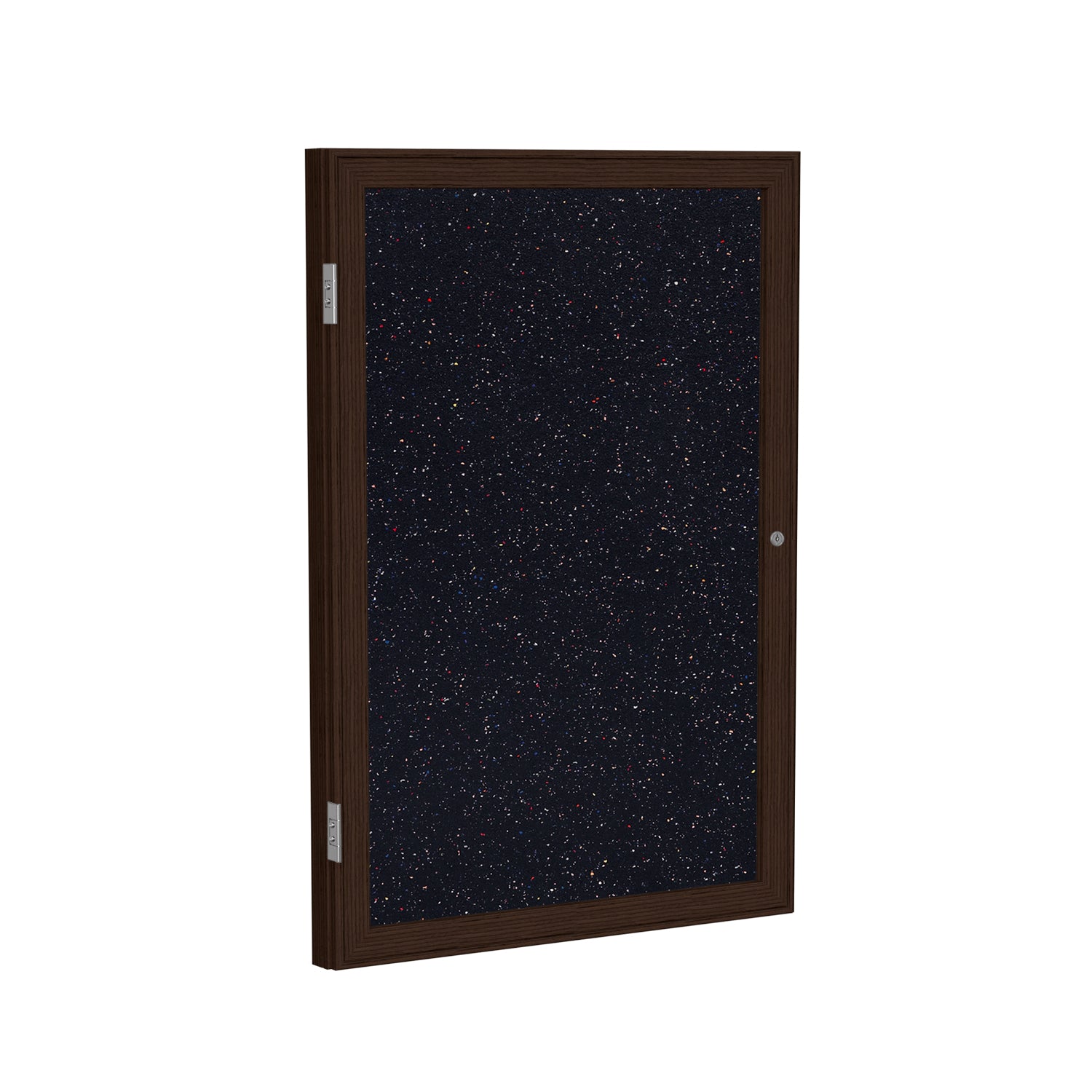 Ghent 1 Door Enclosed Recycled Rubber Bulletin Board, Walnut Wood Frame, 3'H x 2'W (GHE - PN13624TR - XX) - SchoolOutlet