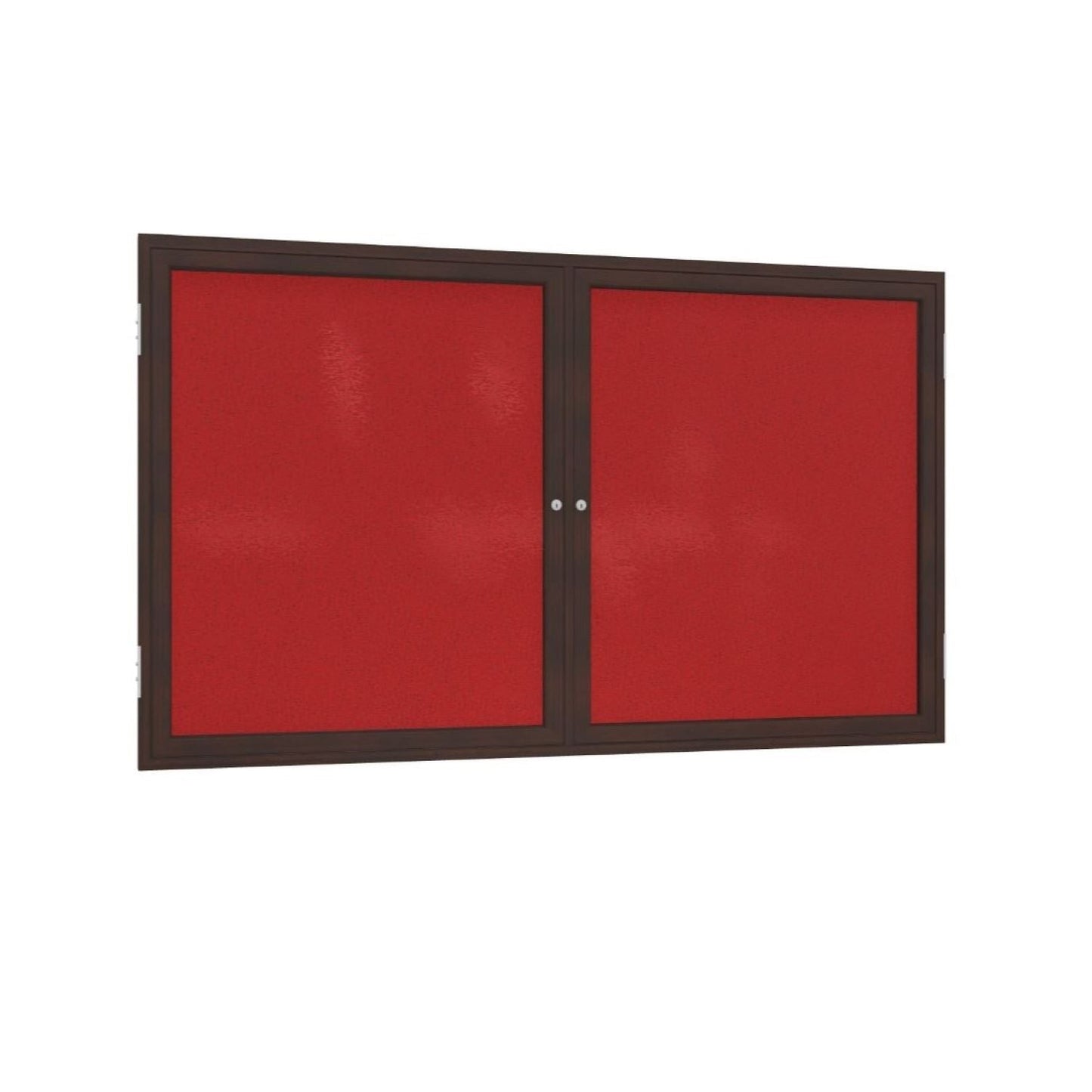 Ghent 2 Door Enclosed Fabric Bulletin Board, Walnut Wood Frame, 3'H x 4'W (GHE - PN23648F - XX) - SchoolOutlet