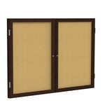 Ghent 2 Door Enclosed Natural Cork Bulletin Board, Walnut Wood Frame, 3'H x 4'W (GHE - PN23648K) - SchoolOutlet