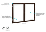 Ghent 2 Door Enclosed Porcelain Whiteboard, Magnetic, Walnut Wood Frame, 3'H x 4'W (GHE - PN23648M - M1) - SchoolOutlet