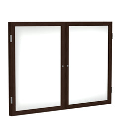 Ghent 2 Door Enclosed Porcelain Whiteboard, Magnetic, Walnut Wood Frame, 3'H x 4'W (GHE-PN23648M-M1)