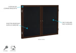Ghent 2 Door Enclosed Recycled Rubber Bulletin Board, Walnut Wood Frame, 3'H x 4'W (GHE - PN23648TR - XX) - SchoolOutlet