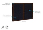 Ghent 2 Door Enclosed Recycled Rubber Bulletin Board, Walnut Wood Frame, 3'H x 4'W (GHE - PN23648TR - XX) - SchoolOutlet