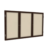 Ghent 3 Door Enclosed Fabric Bulletin Board, Walnut Wood Frame, 3'H x 6'W (GHE - PN33672F - XX) - SchoolOutlet