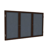 Ghent 3 Door Enclosed Fabric Bulletin Board, Walnut Wood Frame, 3'H x 6'W (GHE - PN33672F - XX) - SchoolOutlet