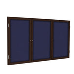 Ghent 3 Door Enclosed Fabric Bulletin Board, Walnut Wood Frame, 3'H x 6'W (GHE - PN33672F - XX) - SchoolOutlet
