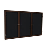Ghent 3 Door Enclosed Fabric Bulletin Board, Walnut Wood Frame, 3'H x 6'W (GHE - PN33672F - XX) - SchoolOutlet