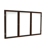 Ghent 3 Door Enclosed Porcelain Whiteboard, Magnetic, Walnut Wood Frame, 3'H x 6'W (GHE - PN33672M - M1) - SchoolOutlet