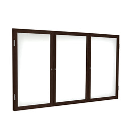 Ghent 3 Door Enclosed Porcelain Whiteboard, Magnetic, Walnut Wood Frame, 3'H x 6'W (GHE-PN33672M-M1)
