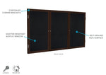 Ghent 3 Door Enclosed Recycled Rubber Bulletin Board, Walnut Wood Frame, 3'H x 6'W (GHE - PN33672TR - XX) - SchoolOutlet