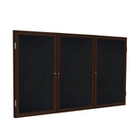Ghent 3 Door Enclosed Recycled Rubber Bulletin Board, Walnut Wood Frame, 3'H x 6'W (GHE - PN33672TR - XX) - SchoolOutlet