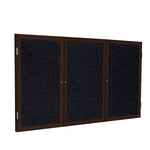 Ghent 3 Door Enclosed Recycled Rubber Bulletin Board, Walnut Wood Frame, 3'H x 6'W (GHE - PN33672TR - XX) - SchoolOutlet