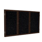 Ghent 3 Door Enclosed Recycled Rubber Bulletin Board, Walnut Wood Frame, 3'H x 6'W (GHE - PN33672TR - XX) - SchoolOutlet