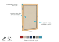 Ghent 1 Door Enclosed Fabric Bulletin Board, Oak Wood Frame, 3'H x 2'W (GHE-PW13624F-XX)