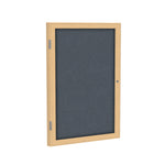 Ghent 1 Door Enclosed Fabric Bulletin Board, Oak Wood Frame, 3'H x 2'W (GHE - PW13624F - XX) - SchoolOutlet