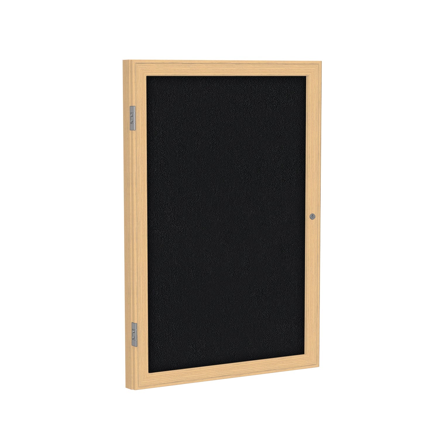 Ghent 1 Door Enclosed Fabric Bulletin Board, Oak Wood Frame, 3'H x 2'W (GHE - PW13624F - XX) - SchoolOutlet