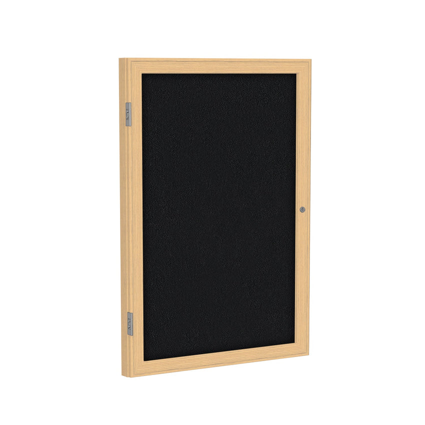 Ghent 1 Door Enclosed Fabric Bulletin Board, Oak Wood Frame, 3'H x 2'W (GHE - PW13624F - XX) - SchoolOutlet