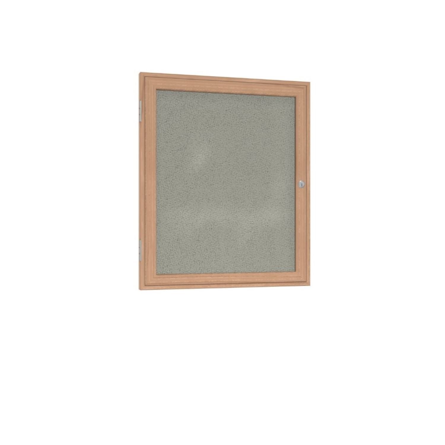 Ghent 1 Door Enclosed Fabric Bulletin Board, Oak Wood Frame, 3'H x 2'W (GHE - PW13624F - XX) - SchoolOutlet