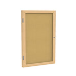 Ghent 1 Door Enclosed Natural Cork Bulletin Board, Oak Wood Frame, 3'H x 2'W (GHE - PW13624K) - SchoolOutlet