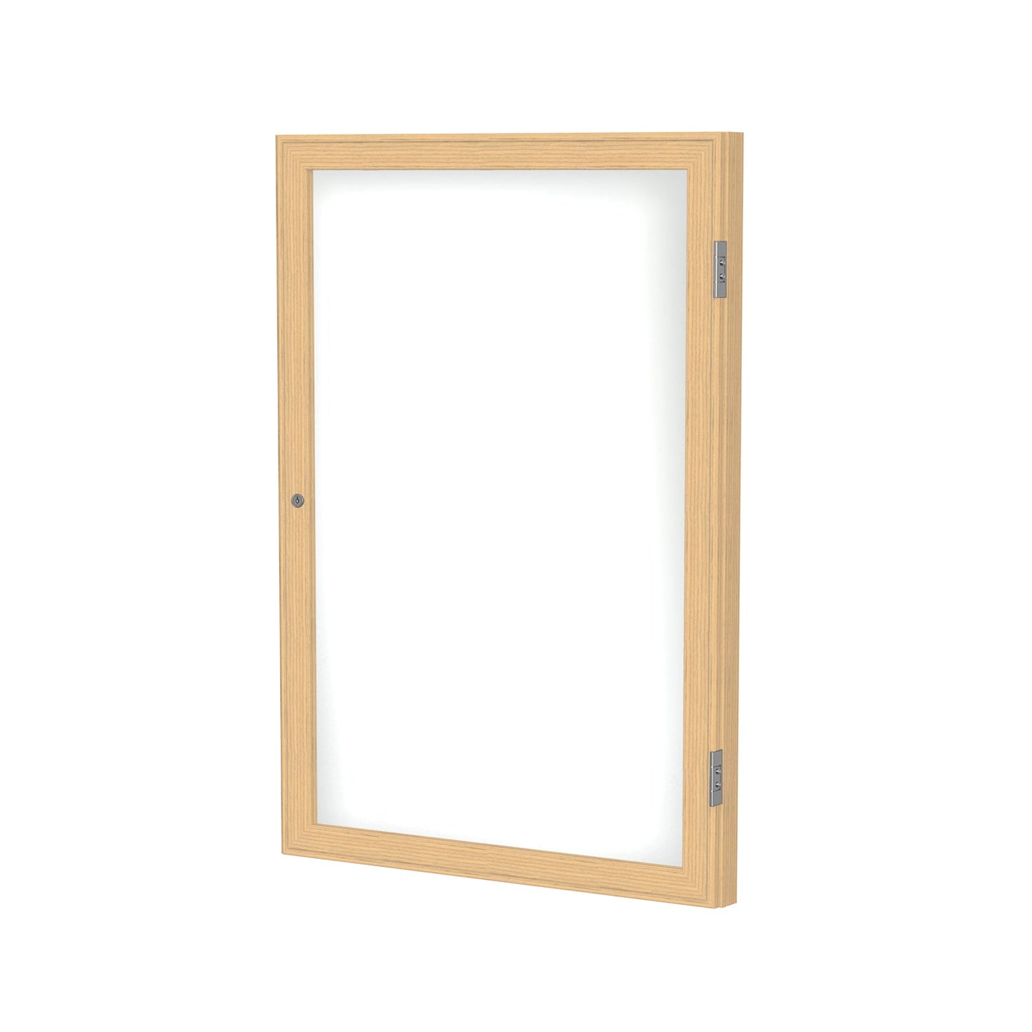 Ghent 1 Door Enclosed Porcelain Whiteboard, Magnetic, Oak Wood Frame, 3'H x 2'W (GHE - PW13624M - M1) - SchoolOutlet