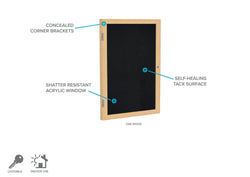 Ghent 1 Door Enclosed Recycled Rubber Bulletin Board, Oak Wood Frame, 3'H x 2'W (GHE-PW13624TR-XX)
