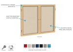 Ghent 2 Door Enclosed Fabric Bulletin Board, Oak Wood Frame, 3'H x 4'W (GHE - PW23648F - XX) - SchoolOutlet