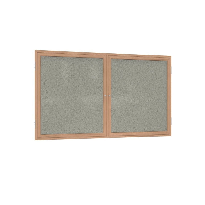 Ghent 2 Door Enclosed Fabric Bulletin Board, Oak Wood Frame, 3'H x 4'W (GHE - PW23648F - XX) - SchoolOutlet