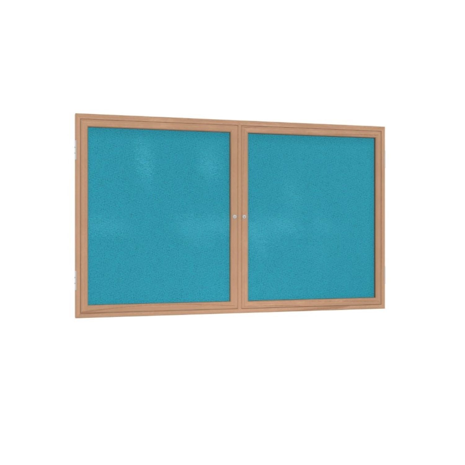 Ghent 2 Door Enclosed Fabric Bulletin Board, Oak Wood Frame, 3'H x 4'W (GHE - PW23648F - XX) - SchoolOutlet