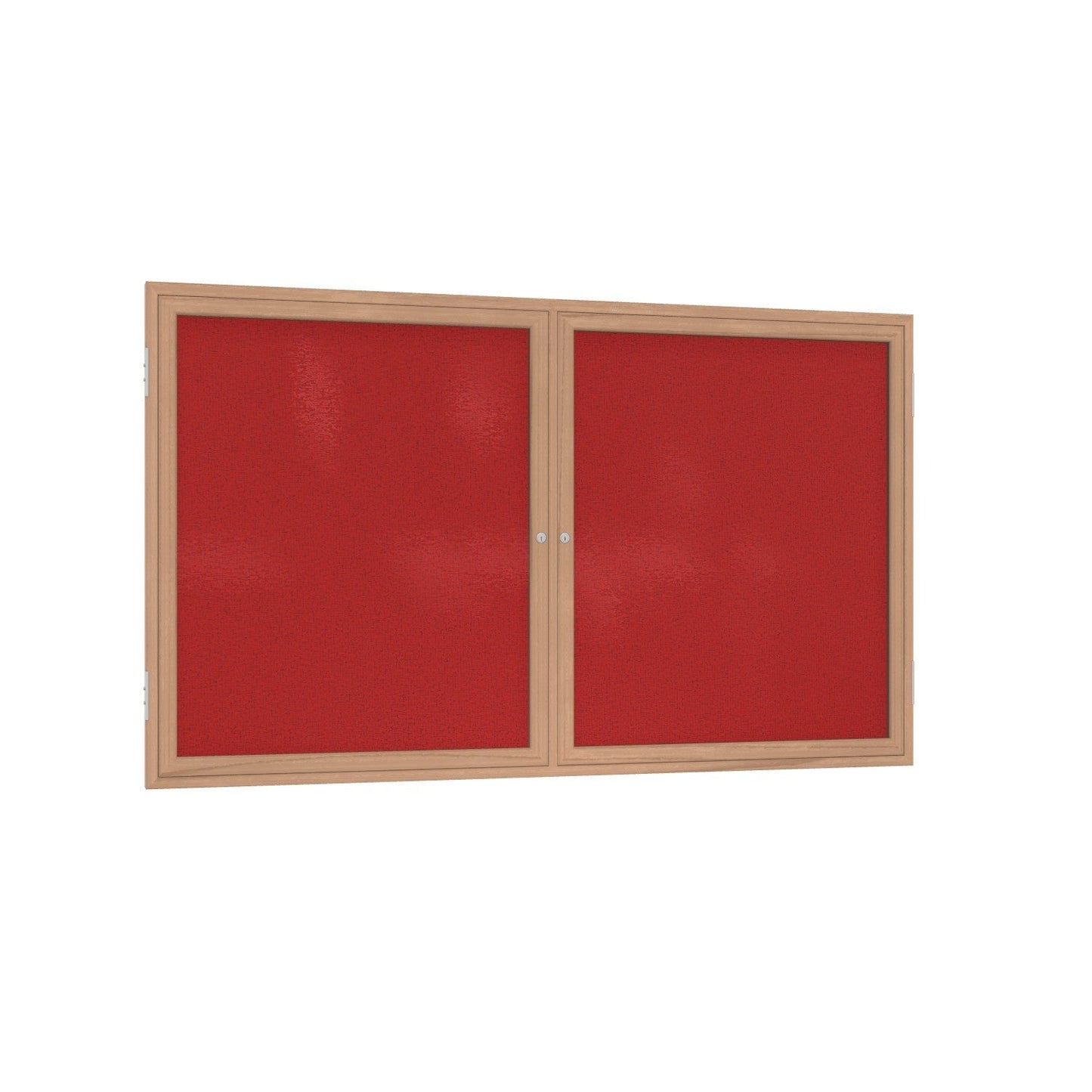 Ghent 2 Door Enclosed Fabric Bulletin Board, Oak Wood Frame, 3'H x 4'W (GHE - PW23648F - XX) - SchoolOutlet