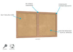 Ghent 2 Door Enclosed Natural Cork Bulletin Board, Oak Wood Frame, 3'H x 4'W (GHE - PW23648K) - SchoolOutlet